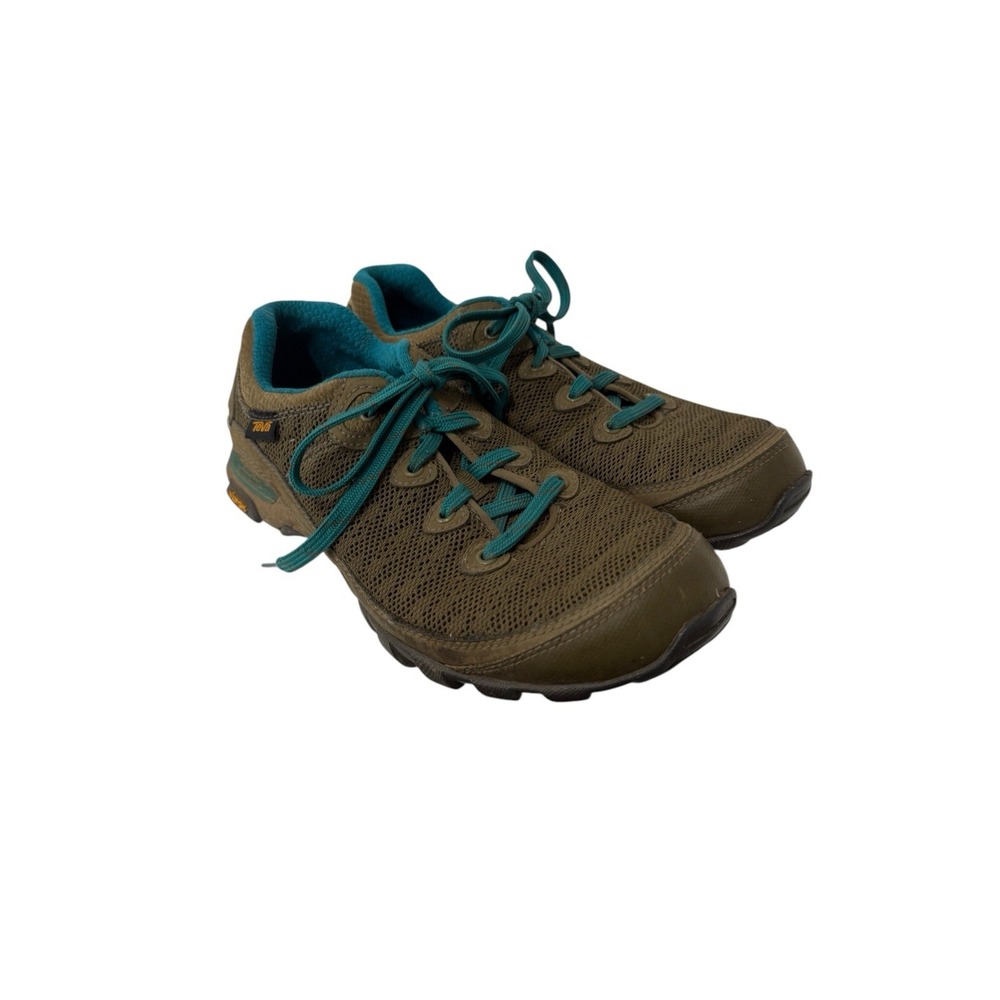 TEVA X Ahnu Hiking Shoes SUGARPINE II Mesh Breathable Womens 7.5 Olive Green
